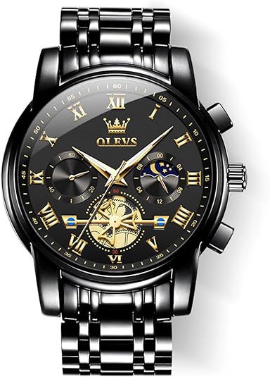 OLEVS Men’s Waterproof Luxury Stainless Steel Big Face Watch