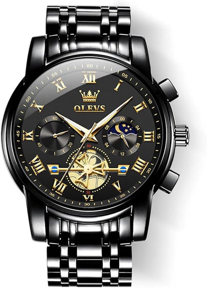 OLEVS Men’s Waterproof Luxury Stainless Steel Big Face Watch