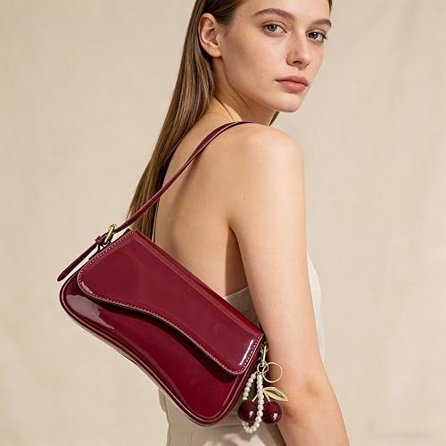 Y2K Faux Leather Crossbody Purse with Cherry Pendant