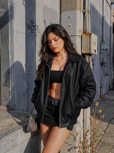 Women's Oversized Faux Leather Jacket for Fall & Winter