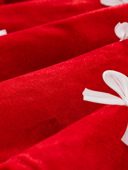 1pc Baby Girl's Red Lace Dress with Ruffled Collar & Bow Back - Long Sleeve Winter Party Dress for Christmas, New Year, Weddings - Soft Warm Outfit (Short Leg Opening, Machine Washable Clothing)