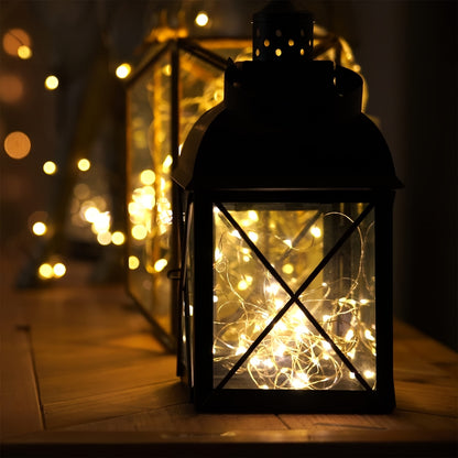 50/100 LED Christmas Fairy Lights Battery Operated 8 Modes String Lights Outdoor IPX6 Waterproof 4.88meter/10.06meter Silvery Battery Copper Wire Lights Camping lights Outdoor for Garden Patio Fence Party Decorations, Warm Wh