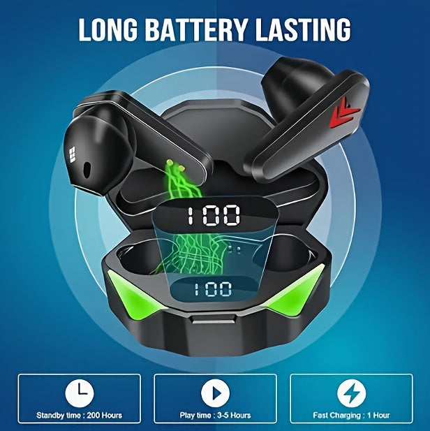 New Wireless Earbuds with LED Display Touch In-Ear TWS True Wireless Sports Music Gaming Headphones Compatible with Smart Devices, Suitable for Low Latency Games and Videos