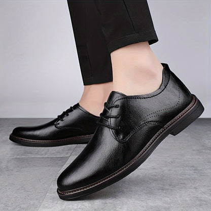 Men's Business Casual Brogue Lace-Up Shoes Cowhide Leather