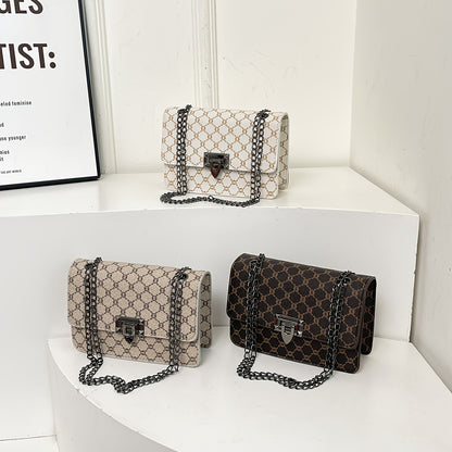 Women'S Fashion Large-Capacity Shoulder Bag | Crossbody Chain Bag for Middle-Aged Women, Faux Leather, Geometric Pattern, Multiple Colors, Buckle Closure | Care Instructions: Do not wash, Paint: Yes, Lining: Faux Leather