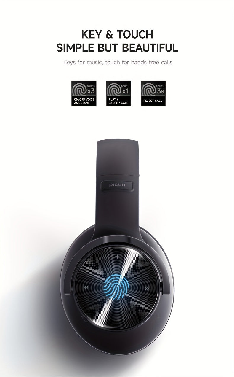 Picun Wireless Headphones, 120 Hours Headphones Wireless, Hands-Free Calls, 3EQ &Game Mode, Foldable Headphones Over Ear for Travel Home Office Cellphone PC