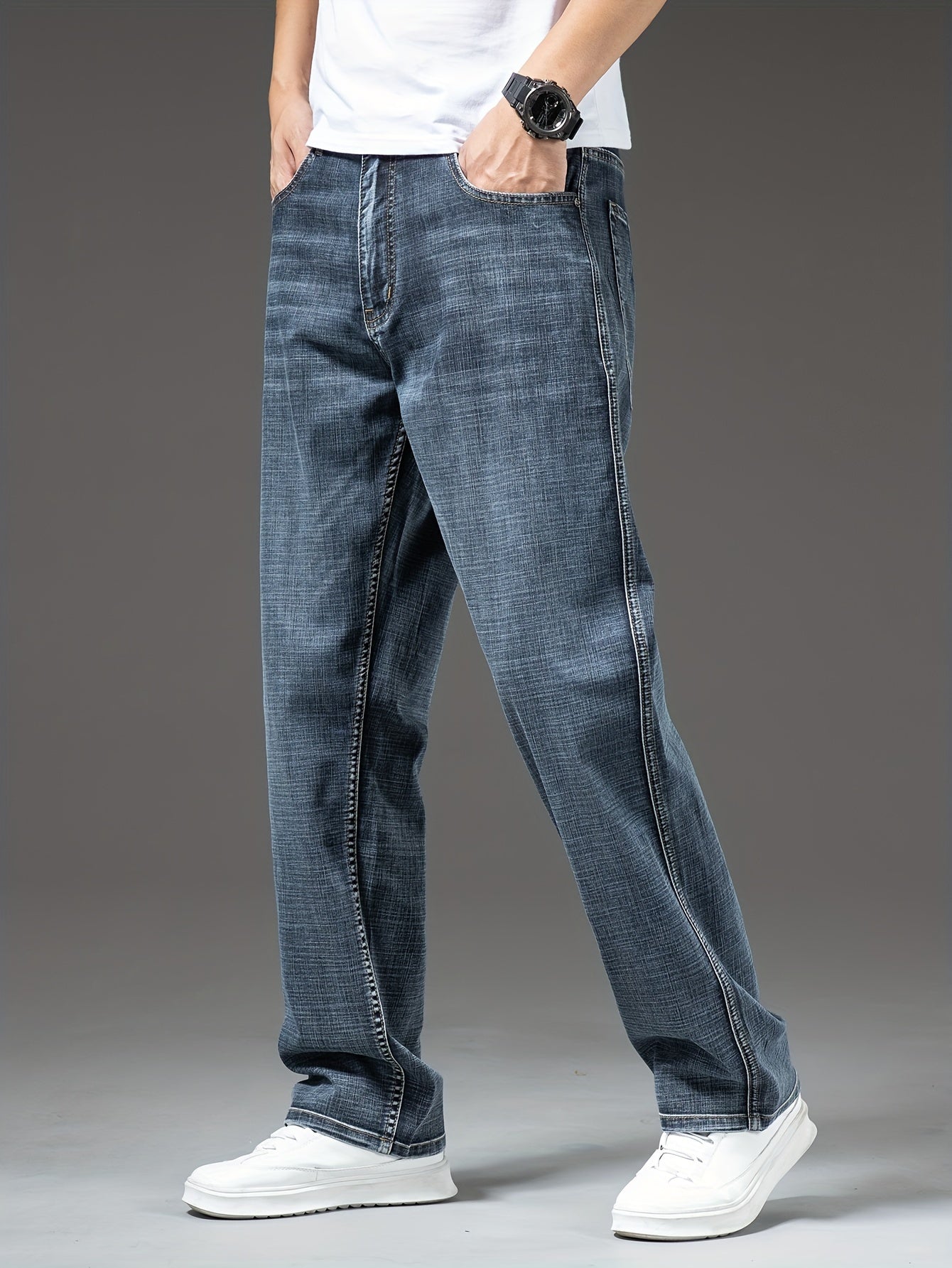 Geng Yuanshi High-End Summer Men's Jeans New Trend Fashion Straight-Leg Light Business Stretch Denim Pants