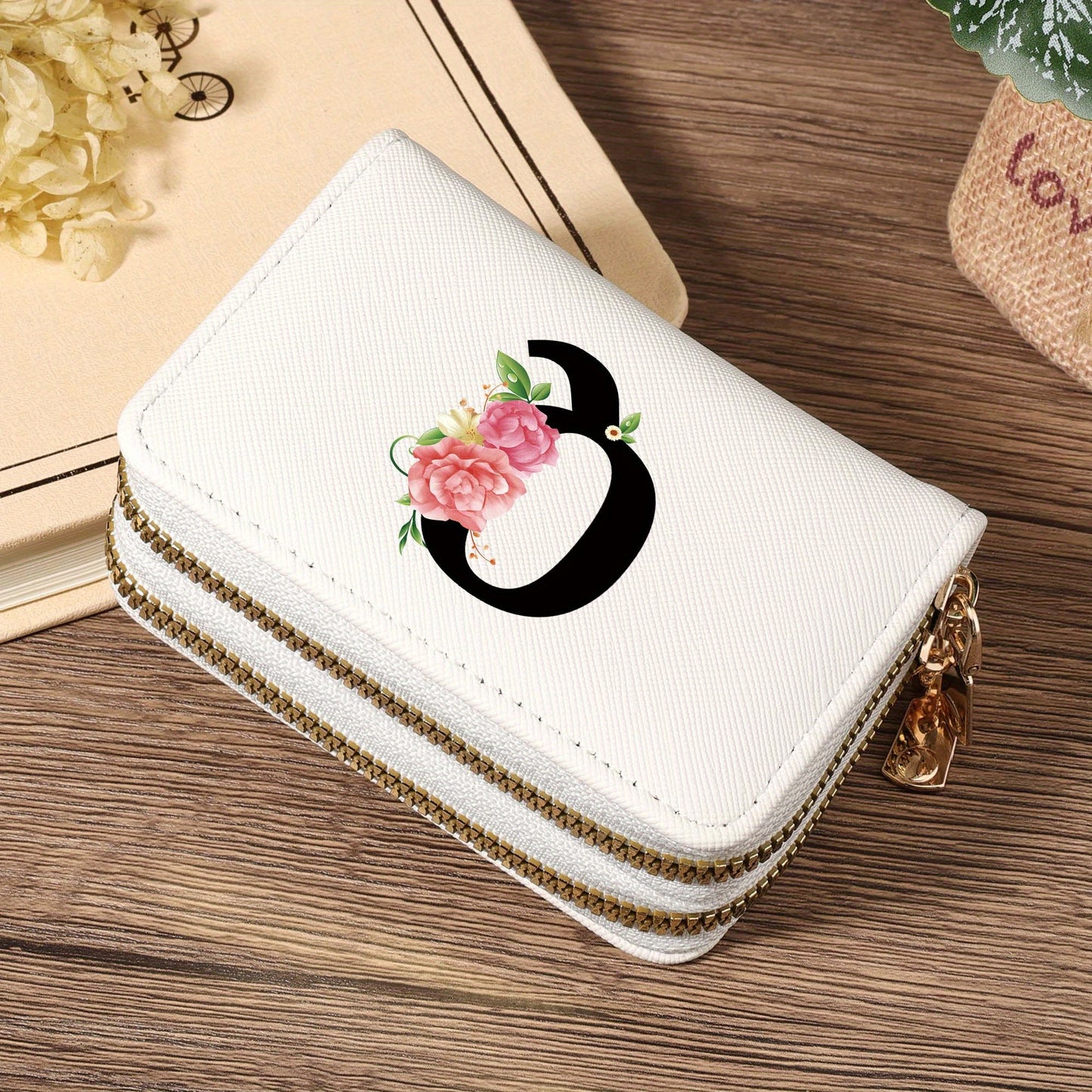 Women's Lightweight Wallet - Compact Zipper Purse with Multiple Card Slots & Coin Pocket, Elegant Monogram Initials, Secure Closure for Everyday, Travel, Gift - Women's Credit Card Organizer, Everyday Carry Purse, Stylish Ini