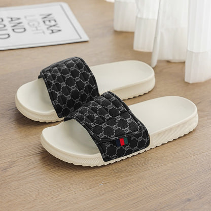 Men's Vintage Floral Slip-On Slippers with Thick EVA Sole