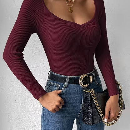 Ladies' Sweetheart Ribbed Sweater