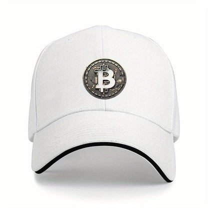 [Adventure Ready] Adjustable Bitcoin Logo Baseball Cap - Lightweight, Soft Polyester Dad Hat with White Accents, Ideal for Outdoor Activities, Fit, Outdoor Headwear | Sleek Cap Design | Durable Headgear