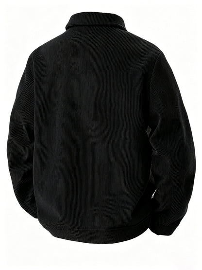 Men's Lightweight Fall Jacket with Lapel Collar and Zipper