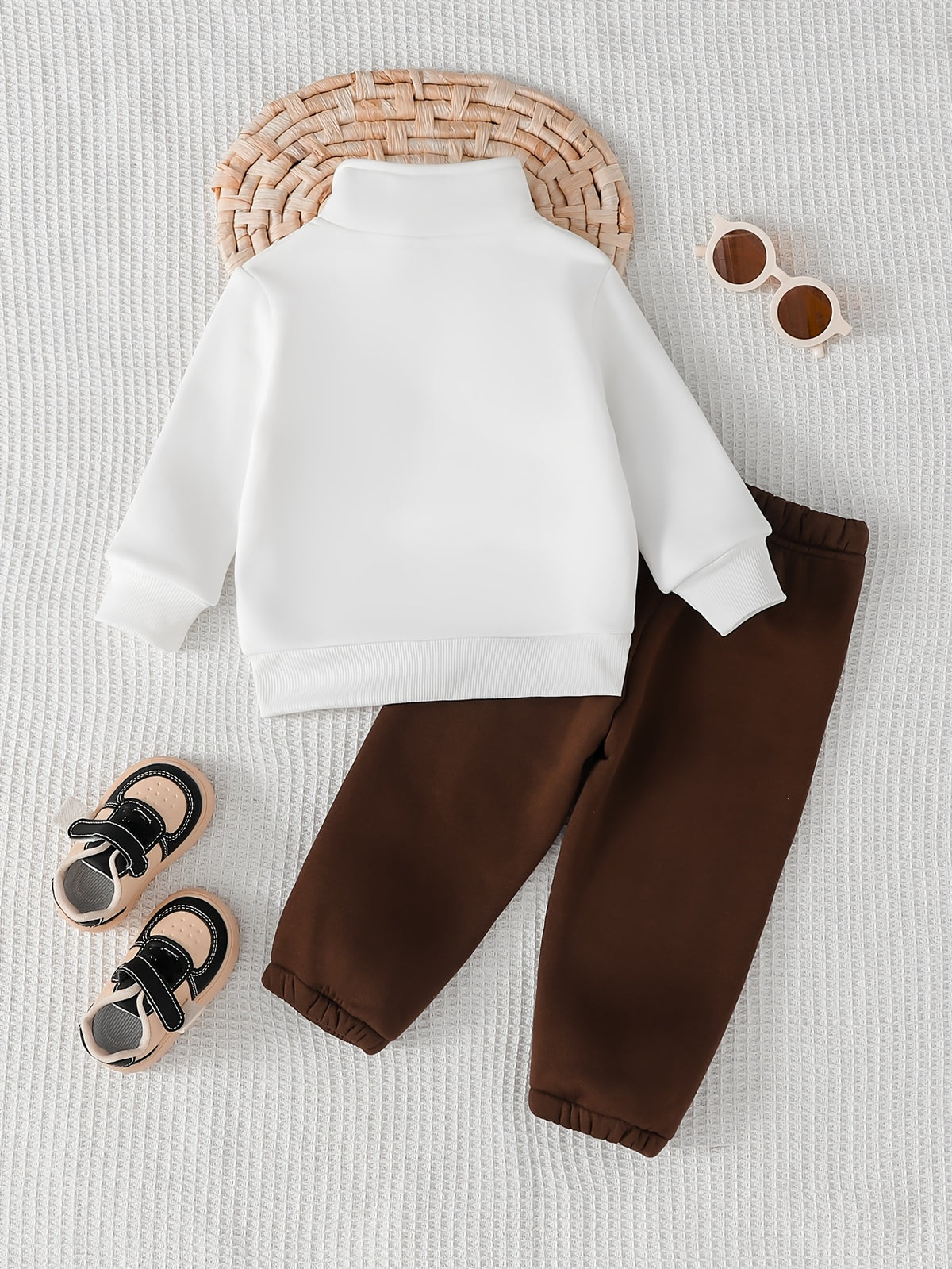 Boys' Fall/Winter Casual Half-Zip Pullover & Pants Set - ayq