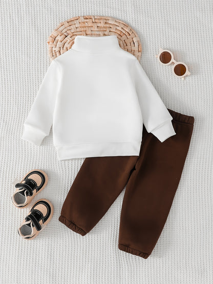 Boys' Fall/Winter Casual Half-Zip Pullover & Pants Set - ayq