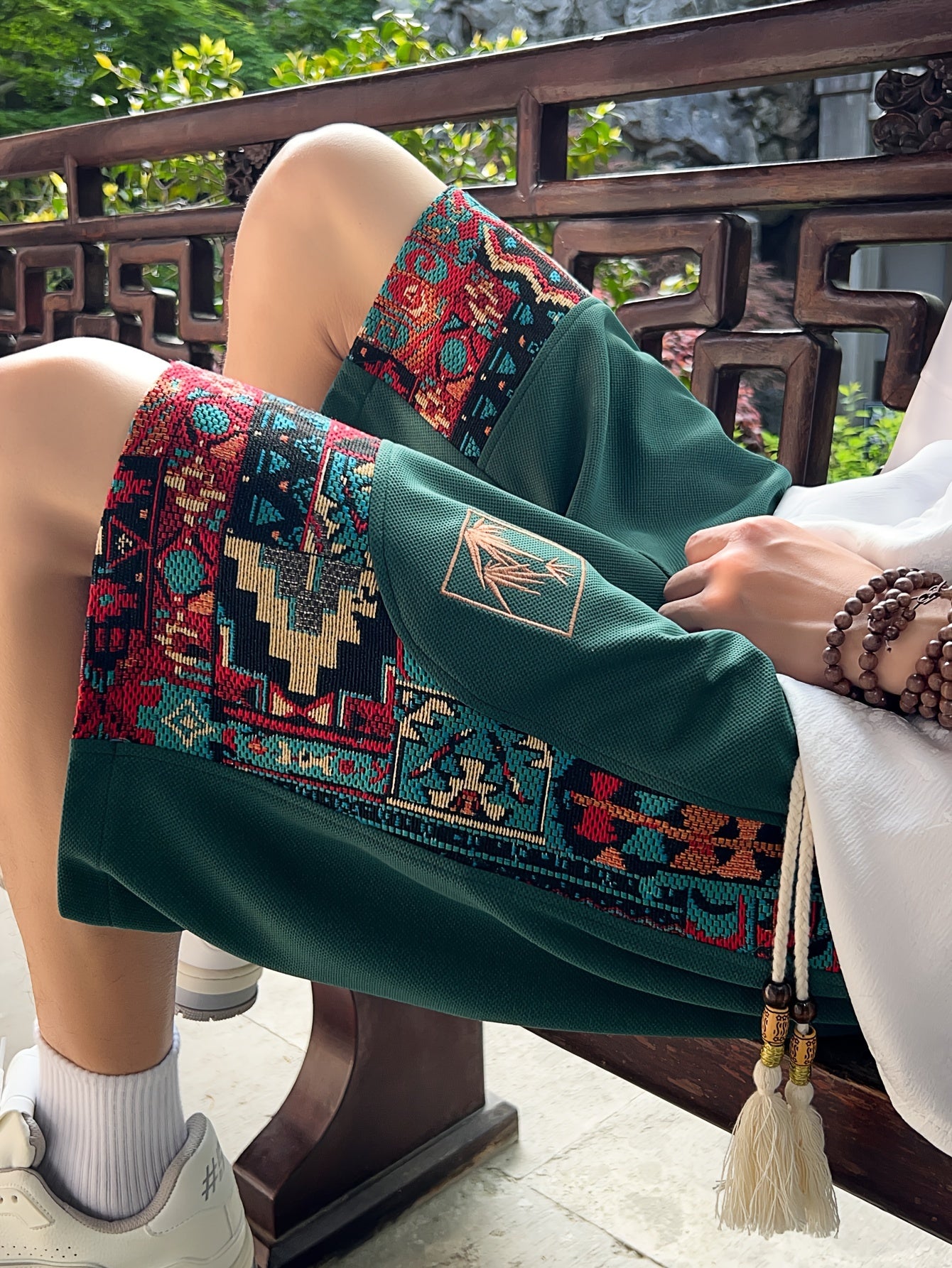 Men's Summer Retro Patchwork Bermuda Shorts Plus Size