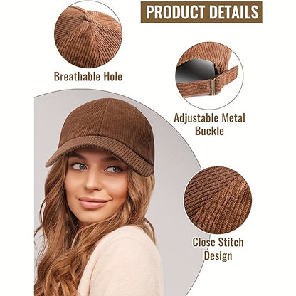 Adjustable Corduroy Baseball Caps for Men and Women, 3-Pack
