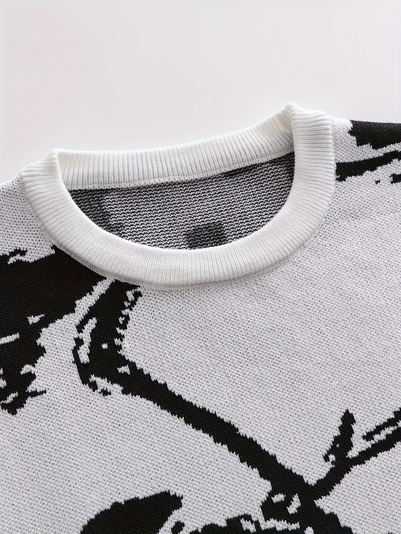 Temujin OBM Men's Fashion New Starry Sky Jacquard Contrast Knit Long Sleeve Pullover Sweater
