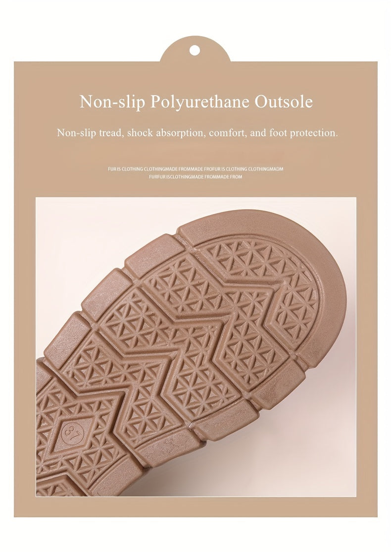 Autumn Winter Plush Lined Thick Warm Snow Boots, Versatile Outdoor Slip-On with Block Heel, Comfortable Round Toe for Casual Daily Use and Cold Weather Hiking