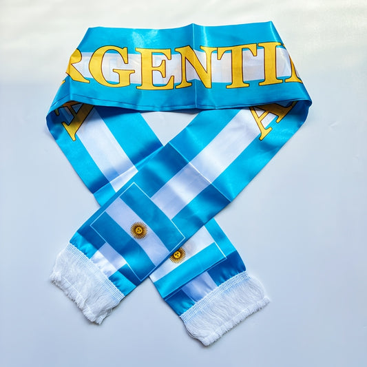 Argentina Tassel Scarf Flag Double-Sided Satin 14x135cm - ayq