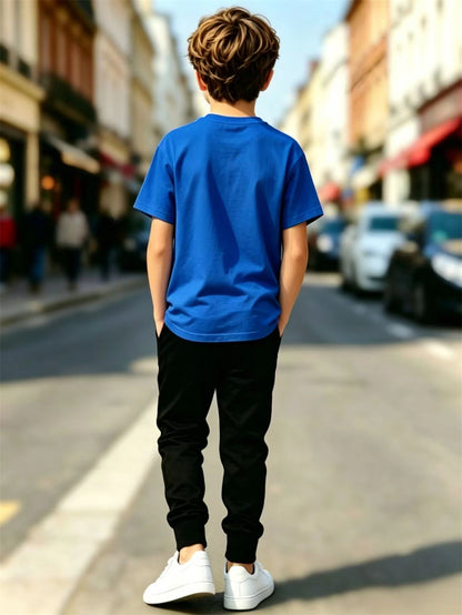Boys' Casual Summer Set with Breathable Geometric T-Shirt & Pants