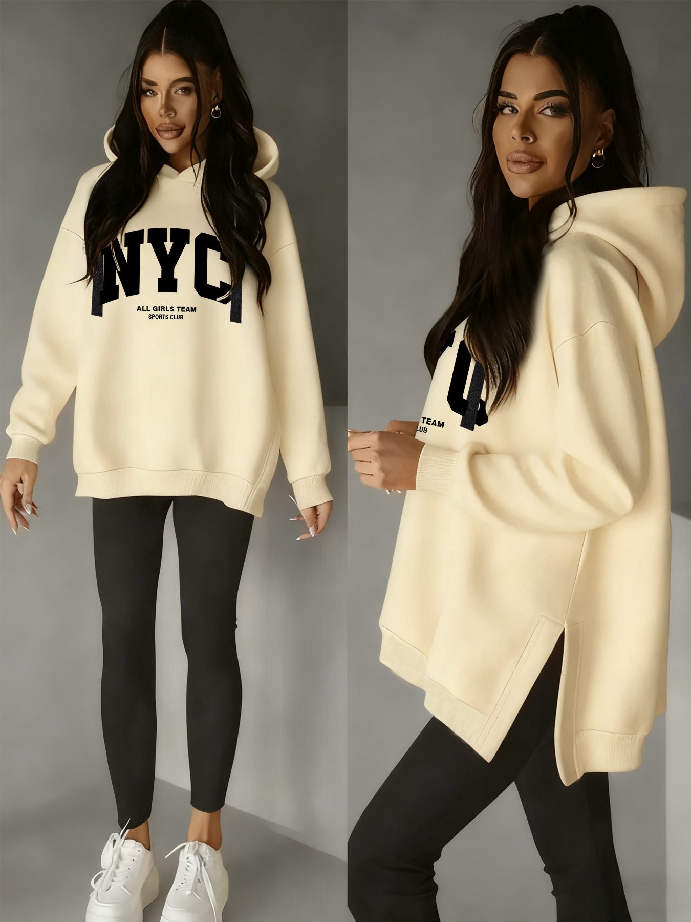 Women’s Casual Hooded Hoodie with Side Slits for Fall & Winter
