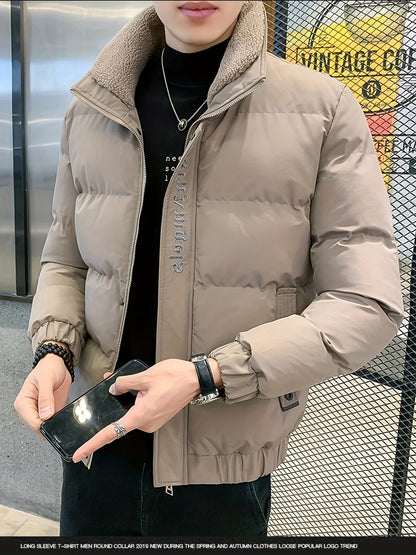 Men's Winter Jacket - Thick, Warm & Stylish with Zippered Cuffs and Pockets, Black, Casual Loose Fit for Cold Weather, Winter Clothes