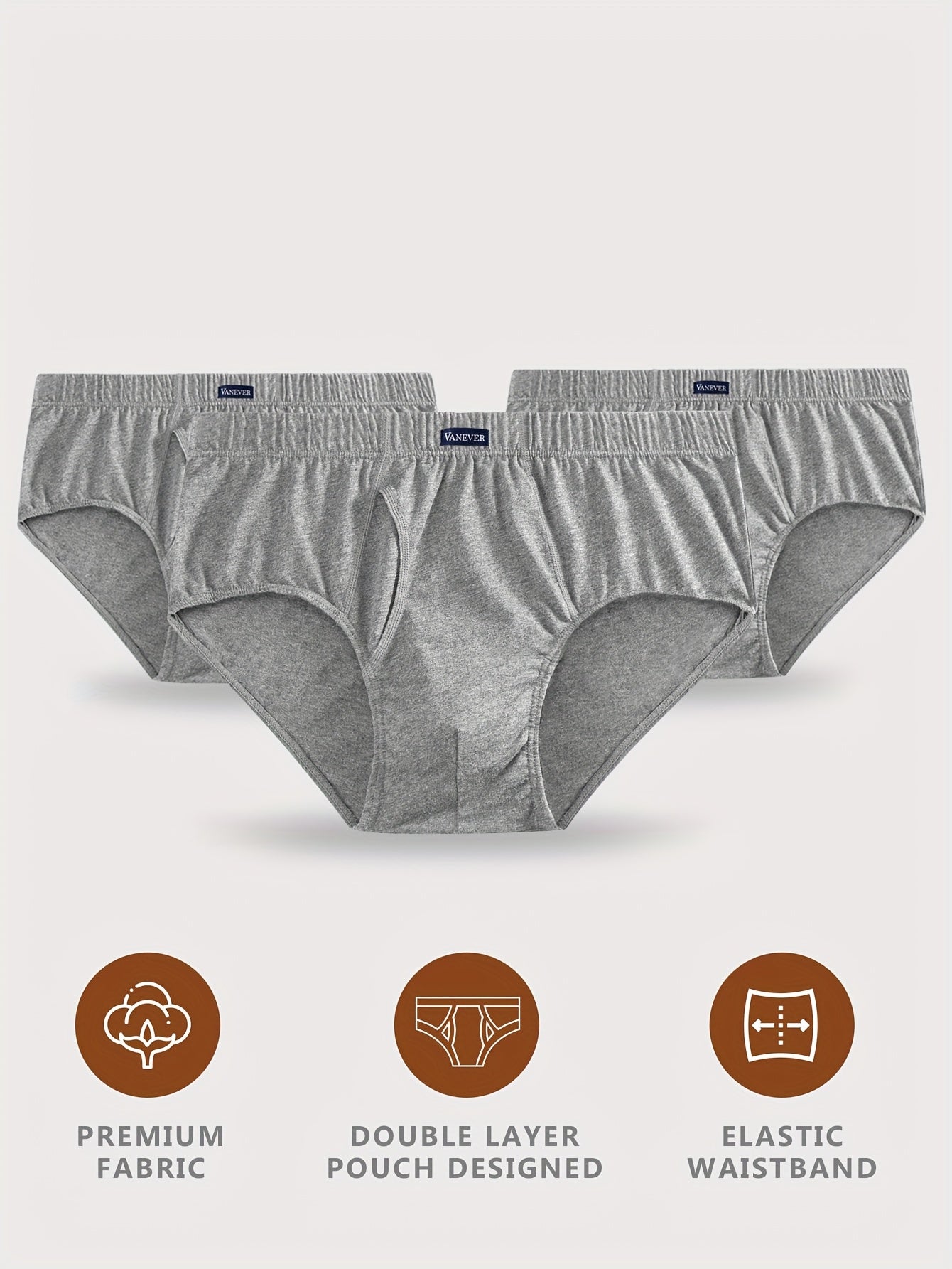 Men's Mid-Rise Cotton Stretch Briefs - Soft, Breathable 3-Pack