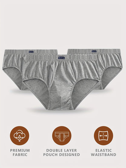 Men's Mid-Rise Cotton Stretch Briefs - Soft, Breathable 3-Pack