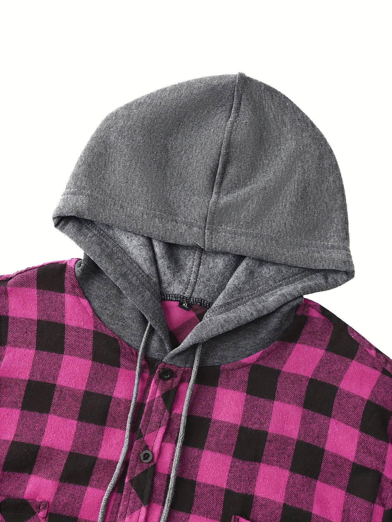 Plaid Shirt Coat For Men Long Sleeve Casual Regular Fit Button Up Hooded Shirts Jacket