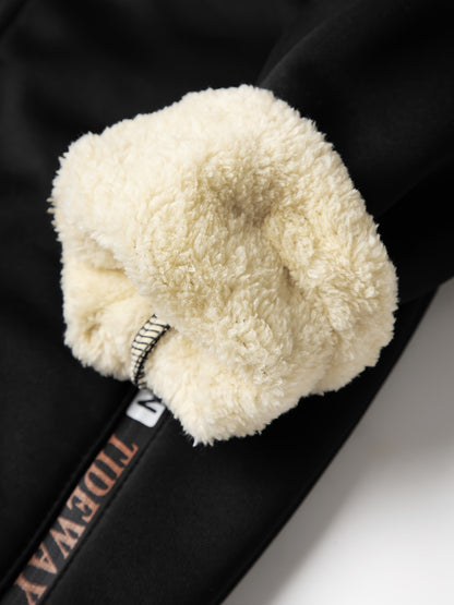 2pcs Boys' Fashion Fleece-Lined Thickened Jacket + Pants Set, Stylish Zip-Up Hoodie and Casual Sportswear Outfit for Autumn/Winter, Perfect Gift, Perfect for Outdoor, Autumn/winter Coat For Boy, Sportswear Suit For Boy, Boy C