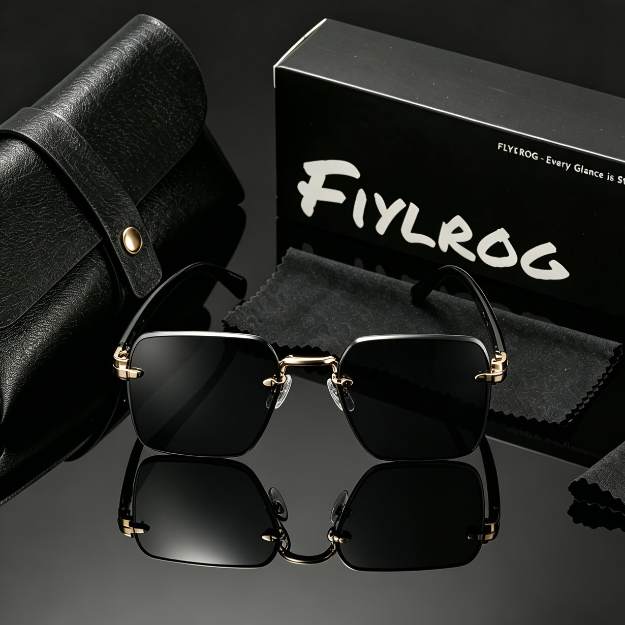 Unisex Frameless Square Vintage Sunglasses with UV400 Protection