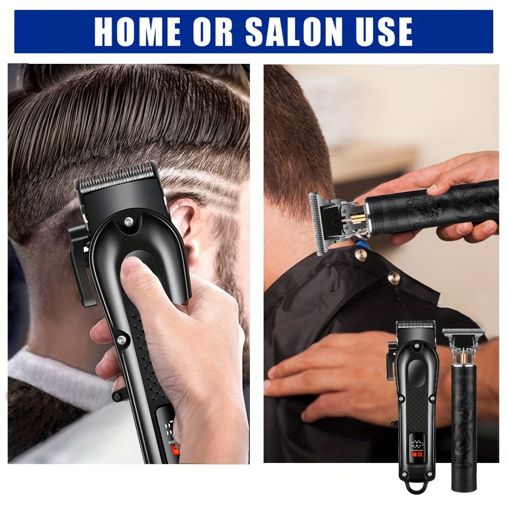 Men'S 2-in-1 Electric Shaver and Hair Clipper with USB Charging, Beard Trimmer, 8 Limit Combs, T-Blade Design, ABS Body, Ideal for Daily Grooming and Gifts - ayq