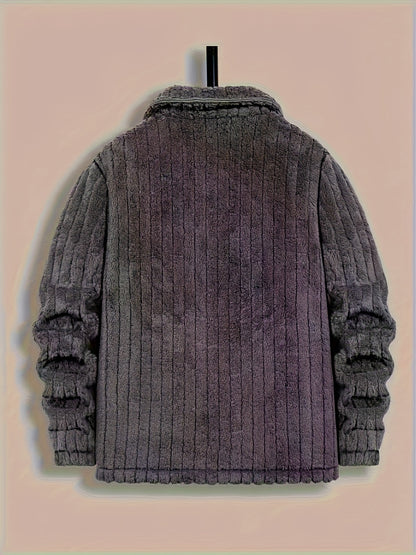 Men's Casual Winter Fleece Flannel Jacket with Button Front