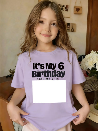 Girls' 10th Birthday Short Sleeve Cotton T-Shirt Casual Style