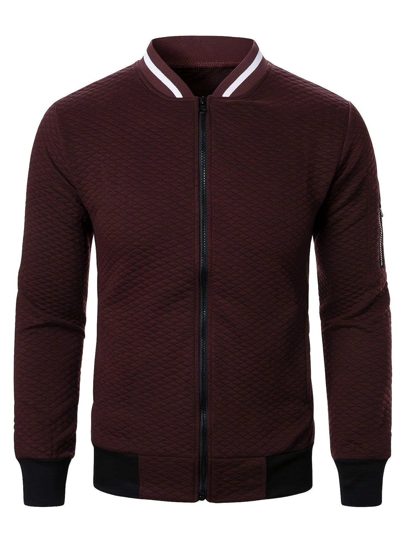 Men's Casual Full Zip Bomber Jacket, Warm Comfy Blouson Jacket For Autumn And Winter Outdoor Activity