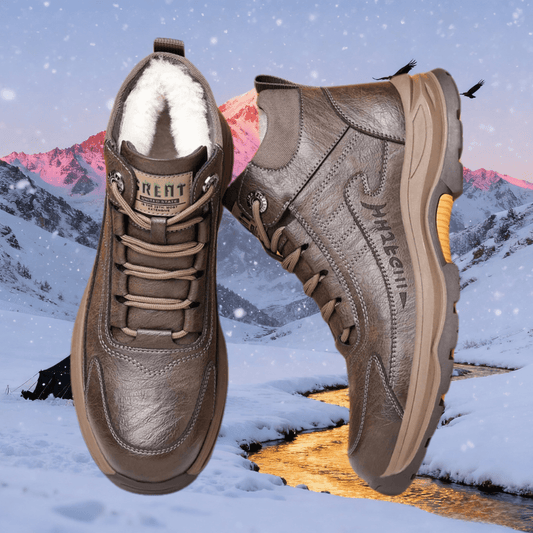 Men's Full-Grain Leather Plush-Lined Casual Winter Sneakers