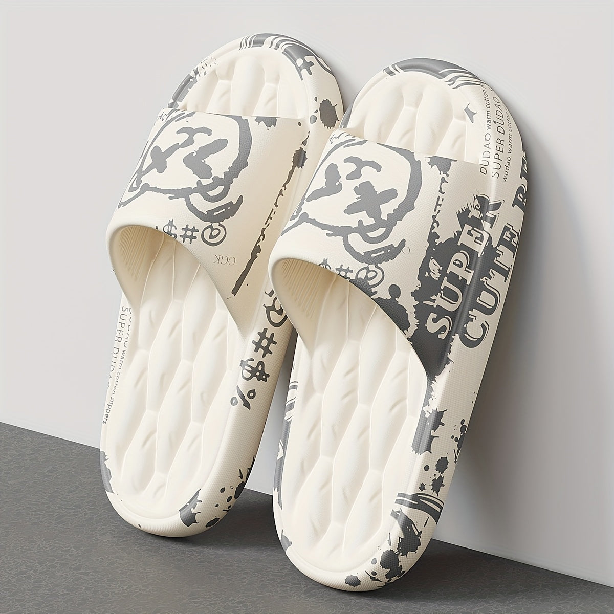 Men's Casual Printed EVA Slippers with Soft Sole, All-Season