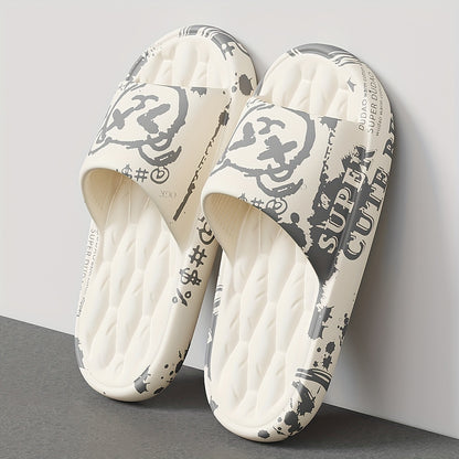 Men's Casual Printed EVA Slippers with Soft Sole, All-Season