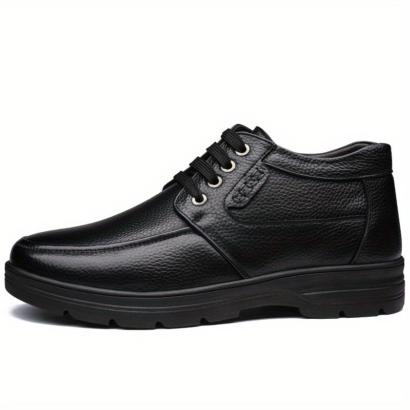 Men's Classic Lace-Up Cow Leather Ankle Boots with Cushioned Sole