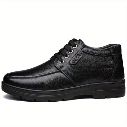 Men's Classic Lace-Up Cow Leather Ankle Boots with Cushioned Sole