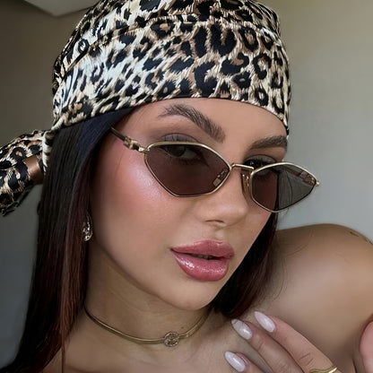 Unisex Small Metal Frame Cat Eye Glasses with Tinted Lenses
