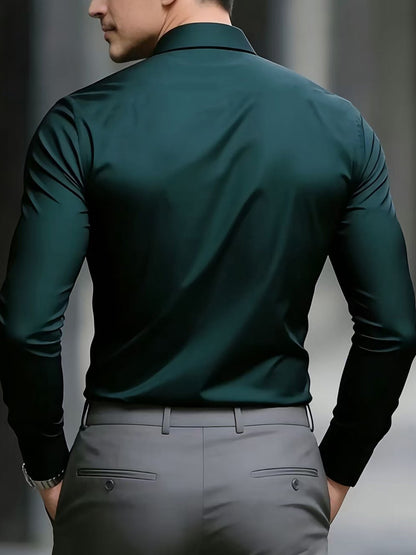 Men's Casual Long Sleeve Business Shirt for Spring and Fall