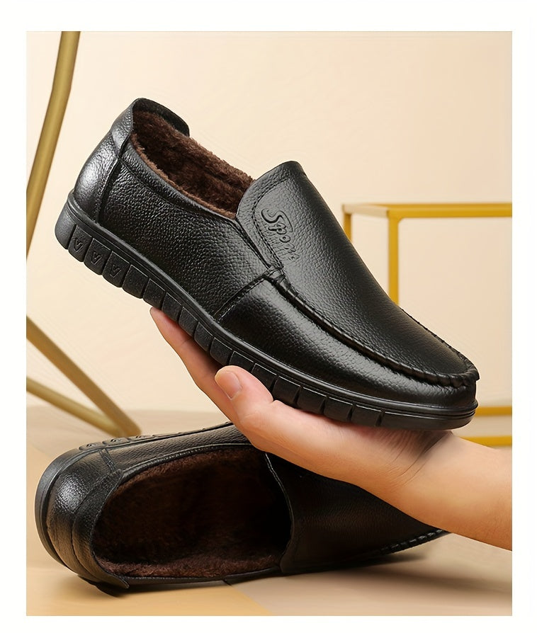 Men's Fuzz-lined Loafer Shoes, Comfy Non-slip Slip On Shoes, Men's Footwear, Fall And Winter