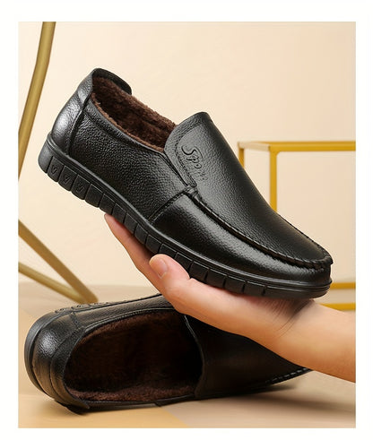 Men's Fuzz-lined Loafer Shoes, Comfy Non-slip Slip On Shoes, Men's Footwear, Fall And Winter