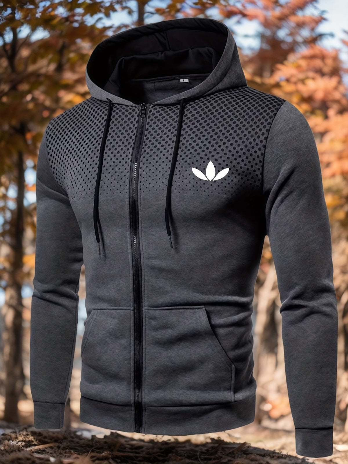 Men's Polyester Hoodie Zipper Sweatshirt for Fall Sportswear