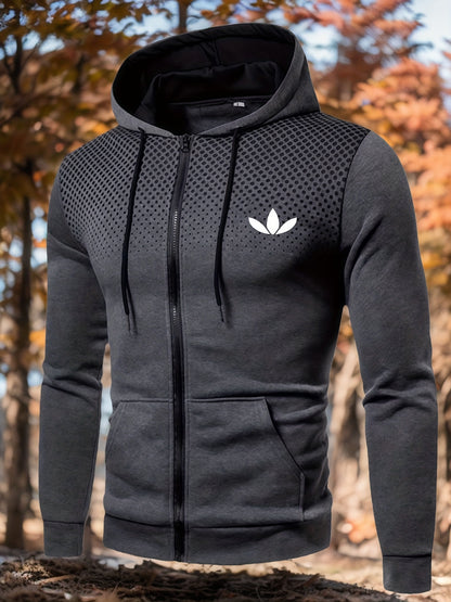 Men's Polyester Hoodie Zipper Sweatshirt for Fall Sportswear