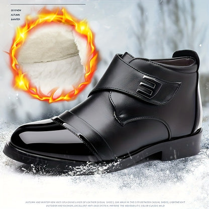 Winter Men'S Fleece-Lined Business Shoes, Warm And Stylish, Suitable for Business And Festive Occasions.
