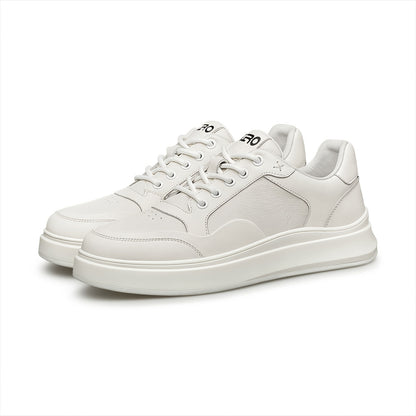 Men's Genuine Leather Casual Platform Sneakers - Breathable Spring Sho