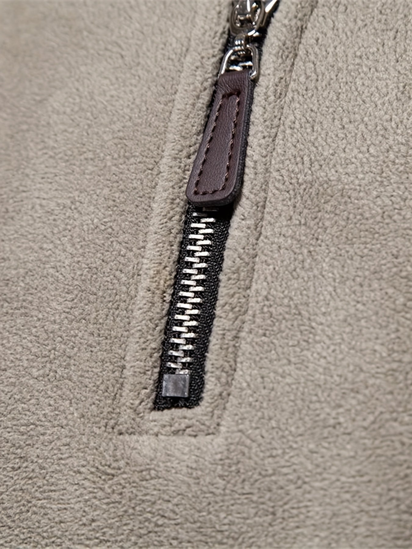 Men's Heavy-Duty Fleece-Like Winter Jacket with Full-Zip Closure & Mountain Logo Embellishment - Stand Collar Long Sleeve H-Shape Silhouette, Brown/White, Machine Washable Cold Weather Skiing & Outdoor Coat (No Belt)