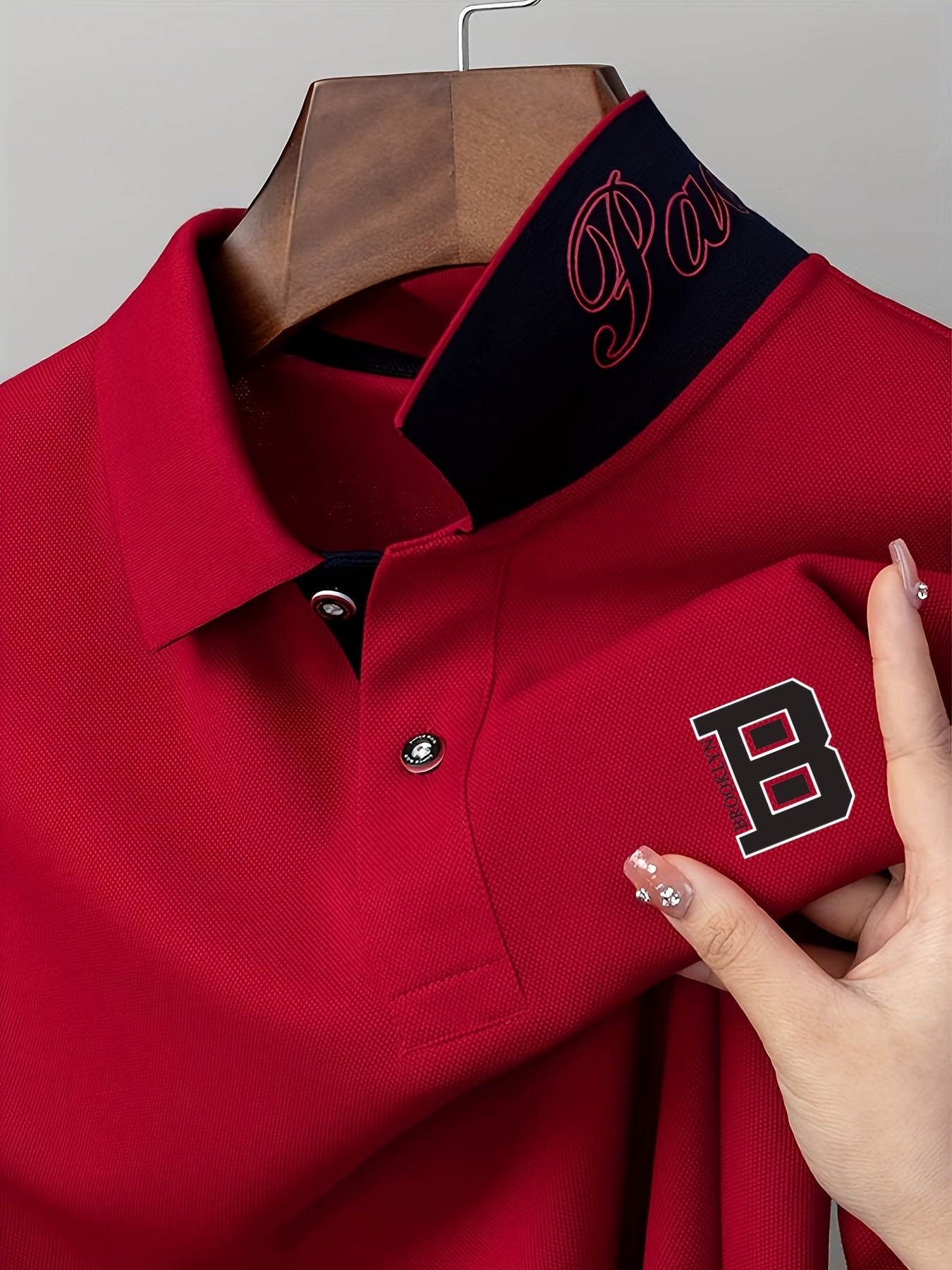 Men'S Fashion Short-Sleeve POLO Shirt | Contrast Rib-Knit Collar with 3D High-Frequency Print | Casual Style, Regular Fit, Summer Season - ayq
